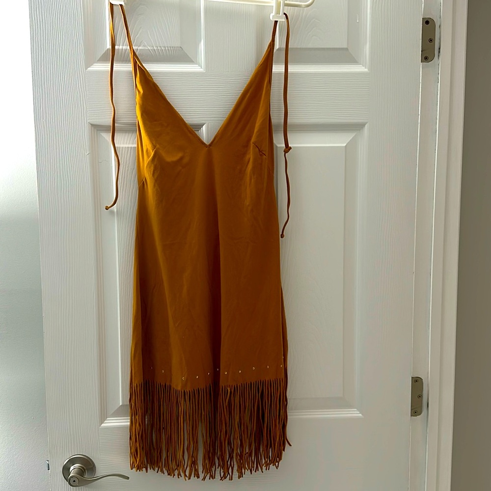 New Tan dress or cowgirl costume/lingerie. Stretchy. Soft material.